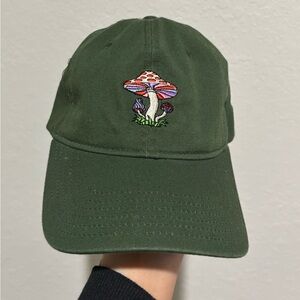 Green Cap with Mushroom Embroidery